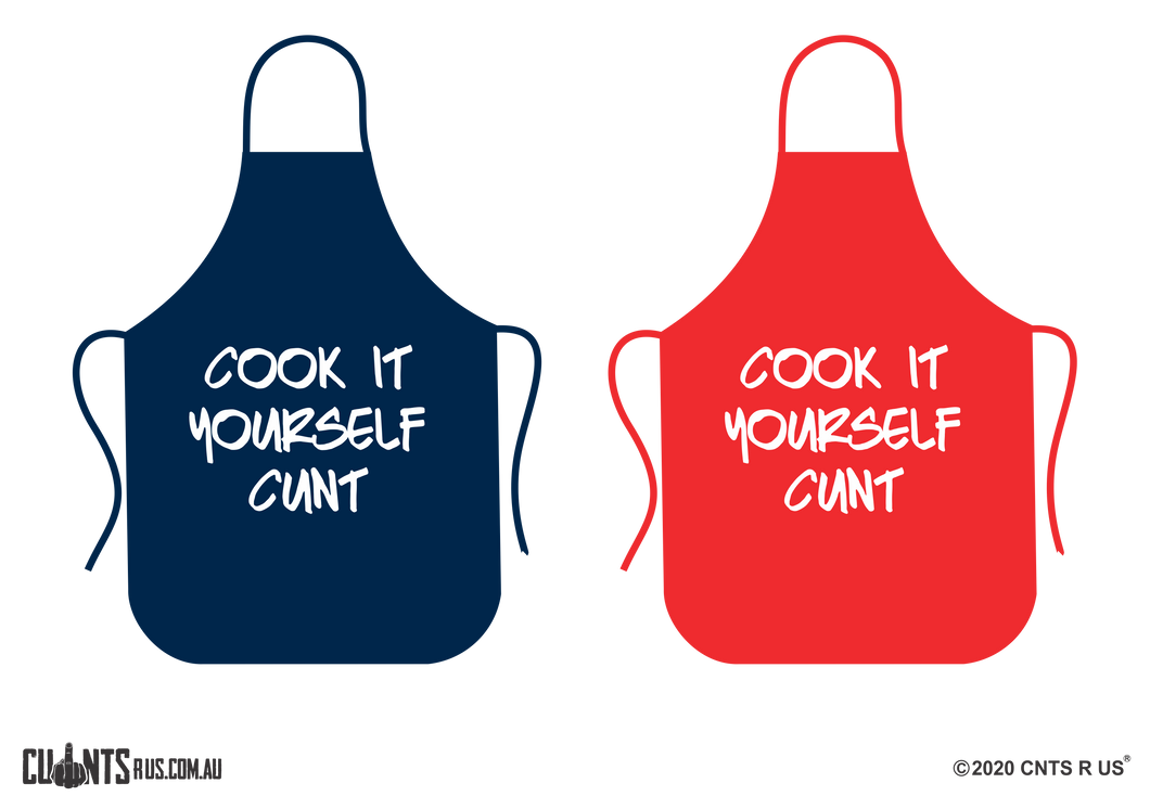Cook It Yourself Cunt Apron NO POCKET - Choose From Red or Navy Blue CRU06-01-28002