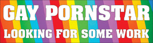 Bumper Sticker - Gay pornstar looking for some work CRU18-21R-25025