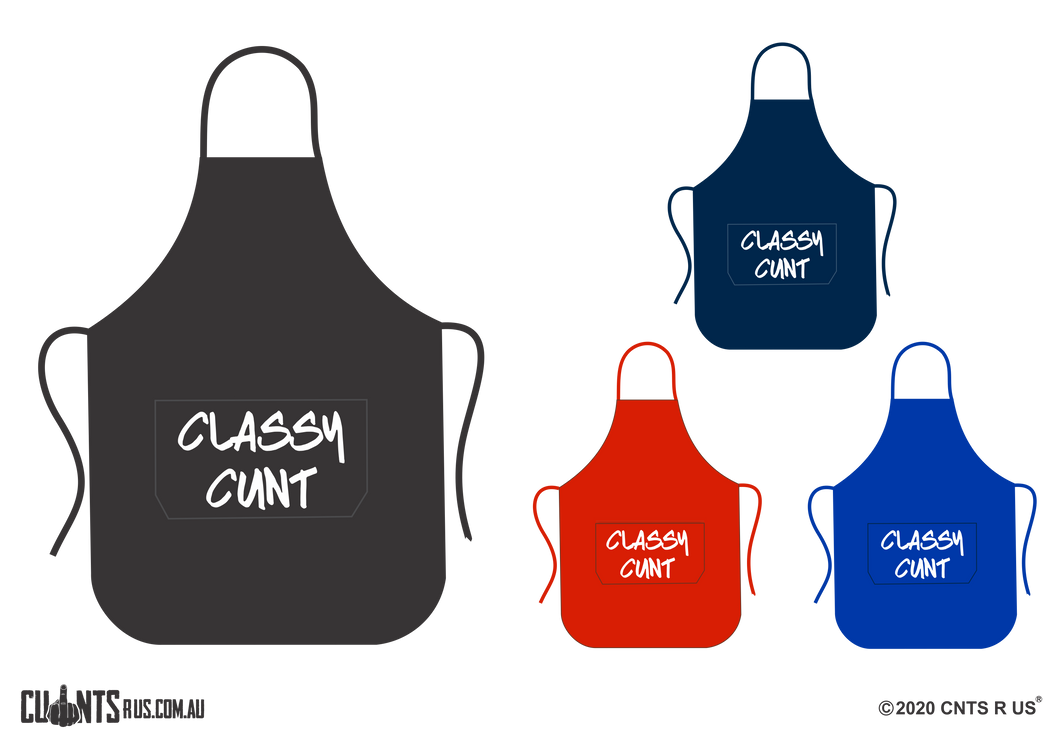 Classy Cunt Apron With Pockets - Choose From Black, Red, Navy or Royal Blue CRU06-03-27000