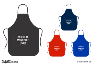 Cook It Yourself Cunt Apron With Pockets - Choose From Black, Red, Navy or Royal Blue CRU06-03-27002