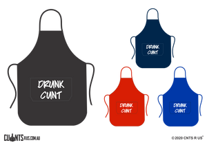 Drunk Cunt Apron With Pockets - Choose From Black, Red, Navy or Royal Blue CRU06-03-27003