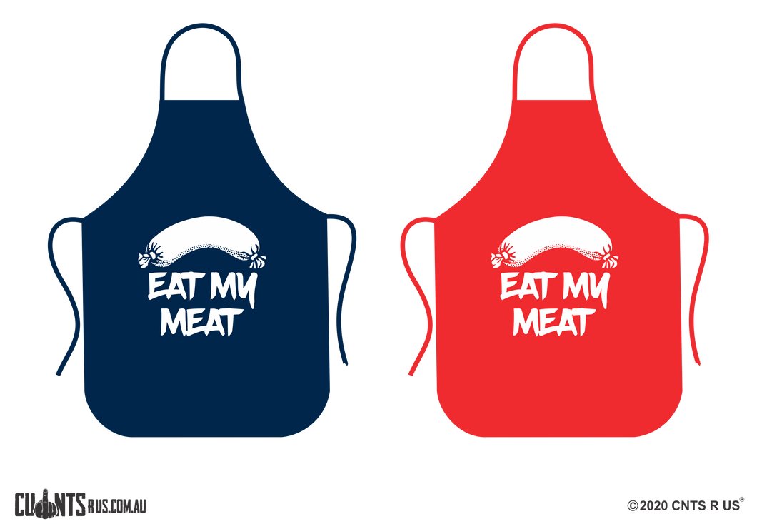 Eat My Meat Apron NO POCKET - Choose From Red or Navy Blue CRU06-01-28004