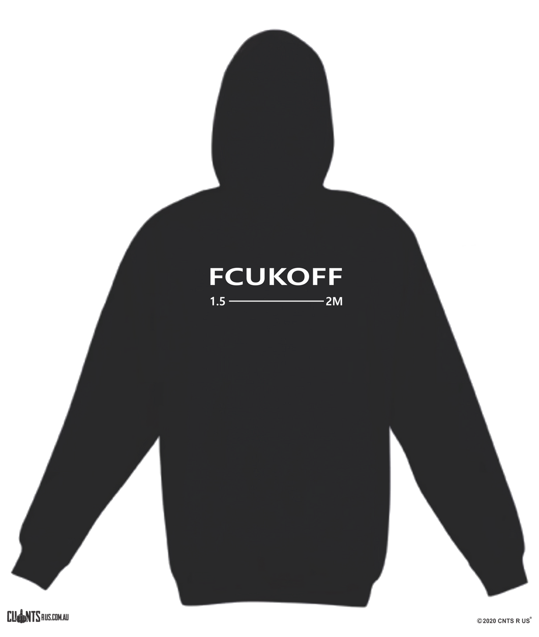 FCUKOFF 1.5 Metres Social Distancing Black Hoodie Jumper CRU01-TP212H-30000