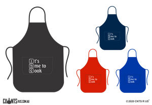 It's Time To Cook Apron With Pockets - Choose From Black, Red, Navy or Royal Blue CRU06-03-27007