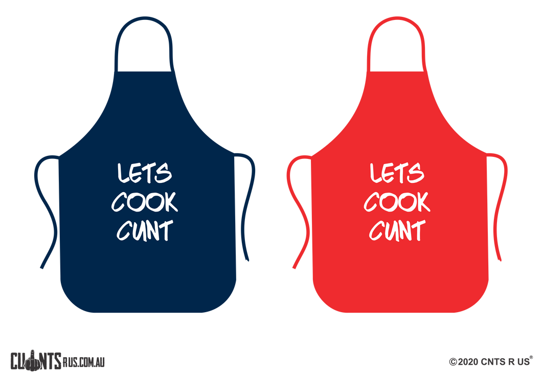 Let's Cook Cunt Apron NO POCKET - Choose From Red or Navy Blue CRU06-01-28008