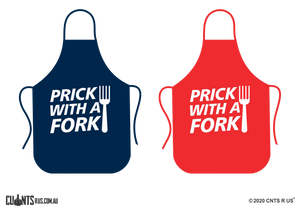 Prick With A Fork Apron NO POCKET - Choose From Red or Navy Blue CRU06-01-28009